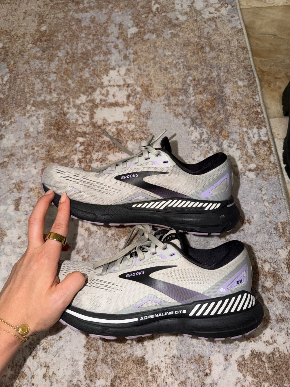 Brooks Women’s Adrenaline GTS Running Shoes - Light Gray with Lavender Accents